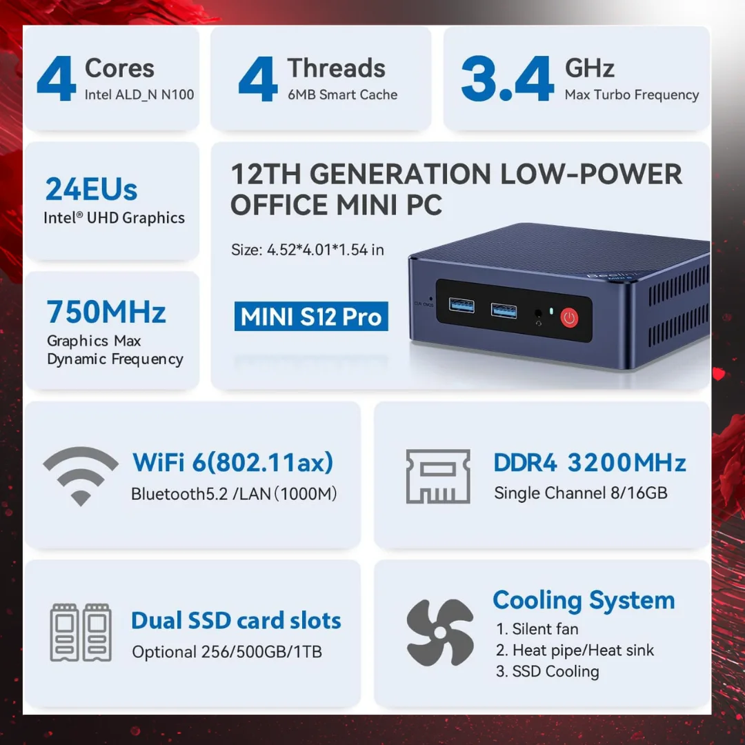 Beelink S12 Pro Mini PC, Intel 12th